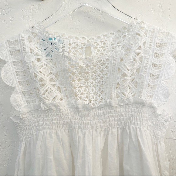 Boutique Lace & Eyelet White Tank Blouse Size Small - Picture 5 of 7